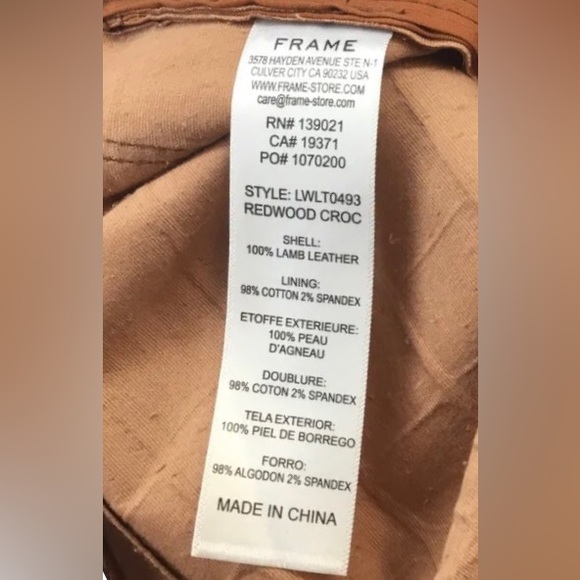 NWOT Frame Le Sylvie Leather pants sz 27 - Picture 12 of 12